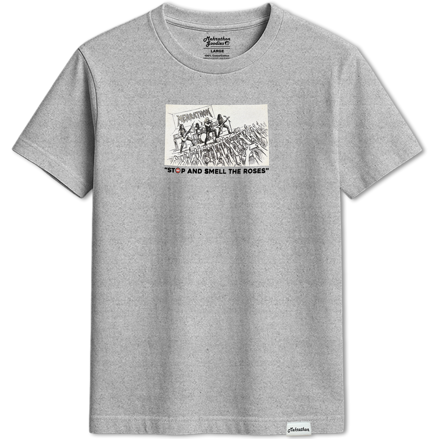 SMELL THE ROSES TEE GREY