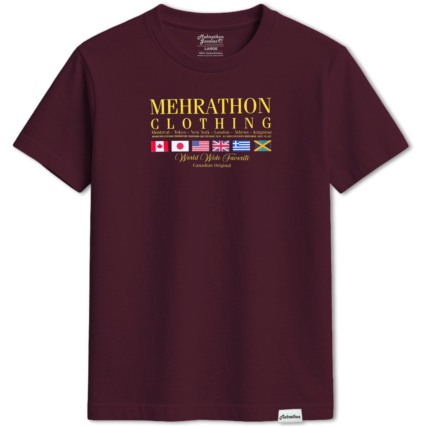 WORLDWIDE TEE BURGUNDY