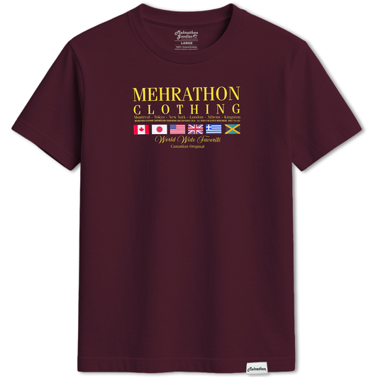WORLDWIDE TEE BURGUNDY