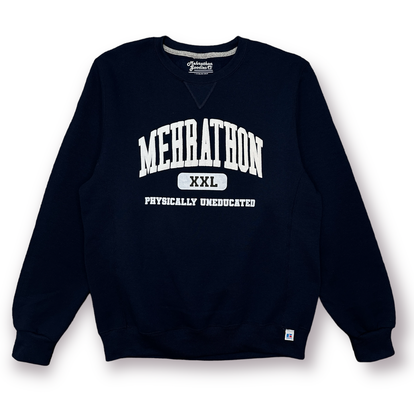 PHYSICALLY UNEDUCATED CREWNECK NAVY