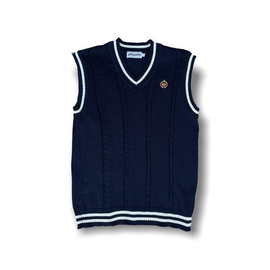The Carlton Collegiate Cable Knit Vest Navy